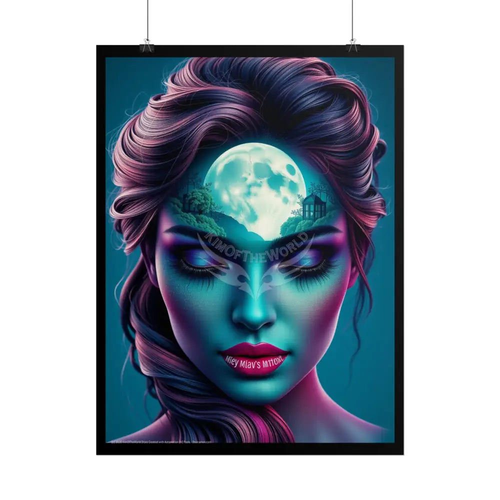 Trippy 3D Double Exposure Floral Soul Moon Scene - Rolled Poster Poster