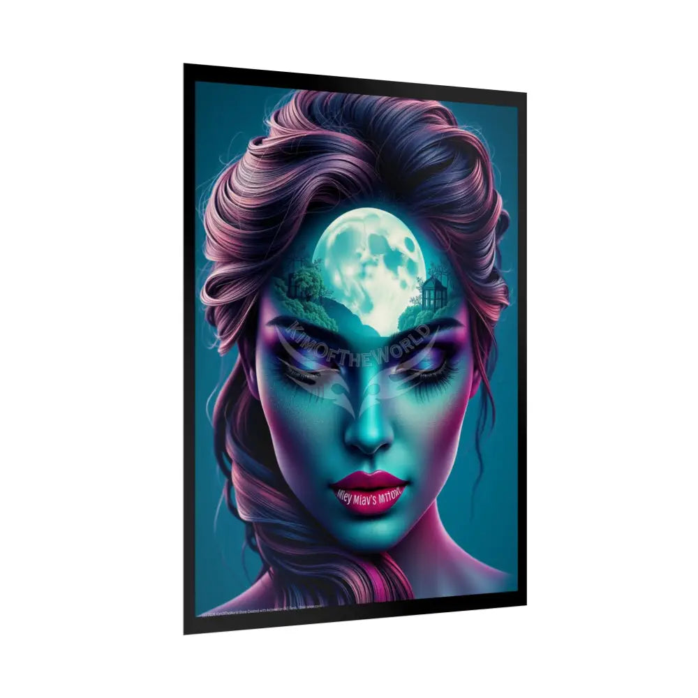 Trippy 3D Double Exposure Floral Soul Moon Scene - Rolled Poster Poster