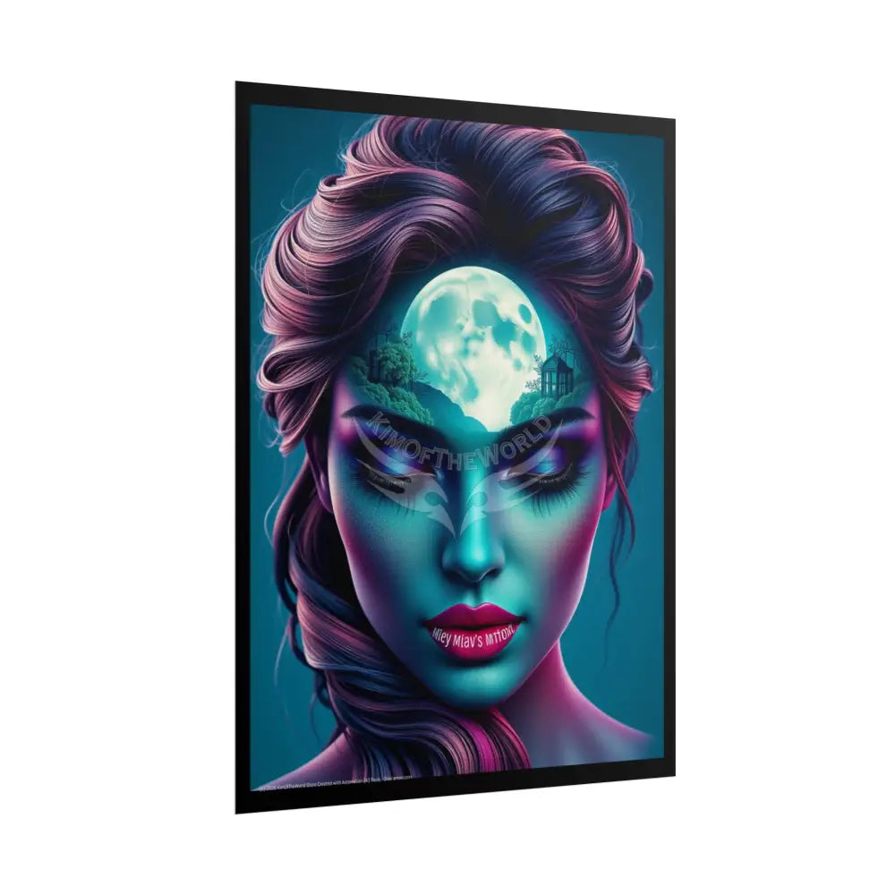 Trippy 3D Double Exposure Floral Soul Moon Scene - Rolled Poster Poster