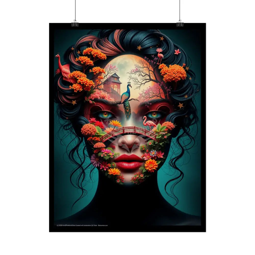Trippy 3D Double Exposure Floral Soul Scene - Rolled Poster Poster