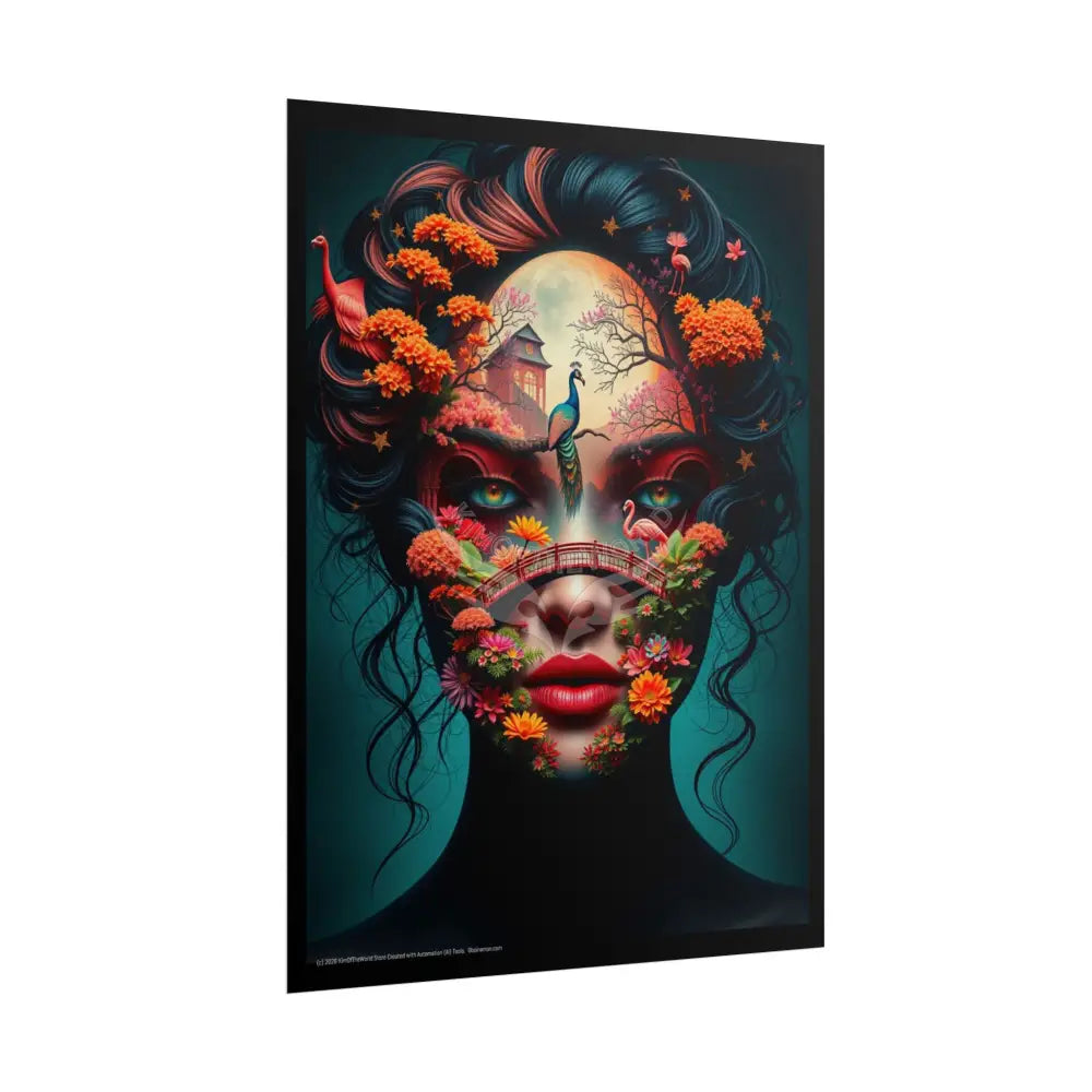 Trippy 3D Double Exposure Floral Soul Scene - Rolled Poster Poster
