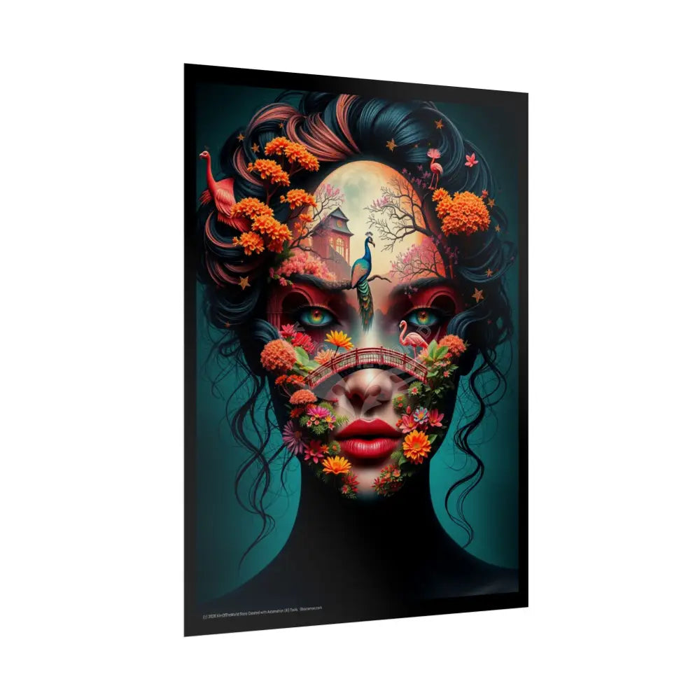 Trippy 3D Double Exposure Floral Soul Scene - Rolled Poster Poster