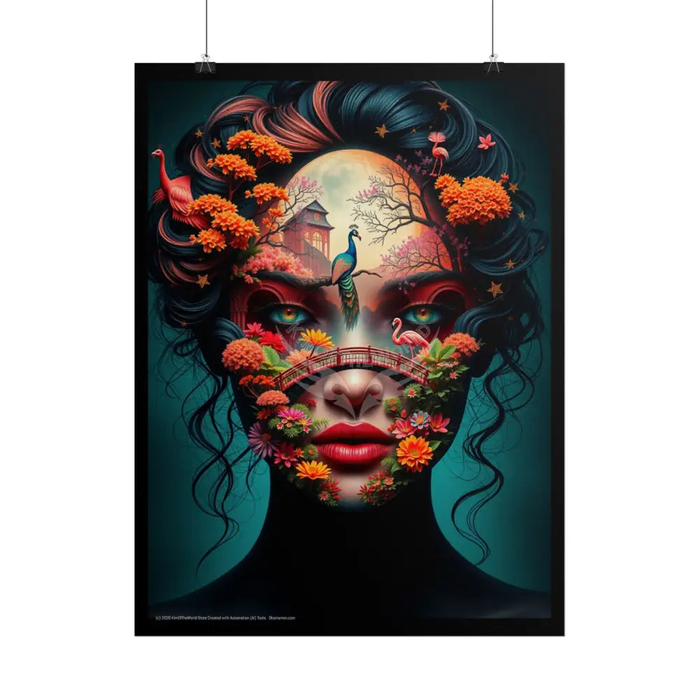Trippy 3D Double Exposure Floral Soul Scene - Rolled Poster Poster