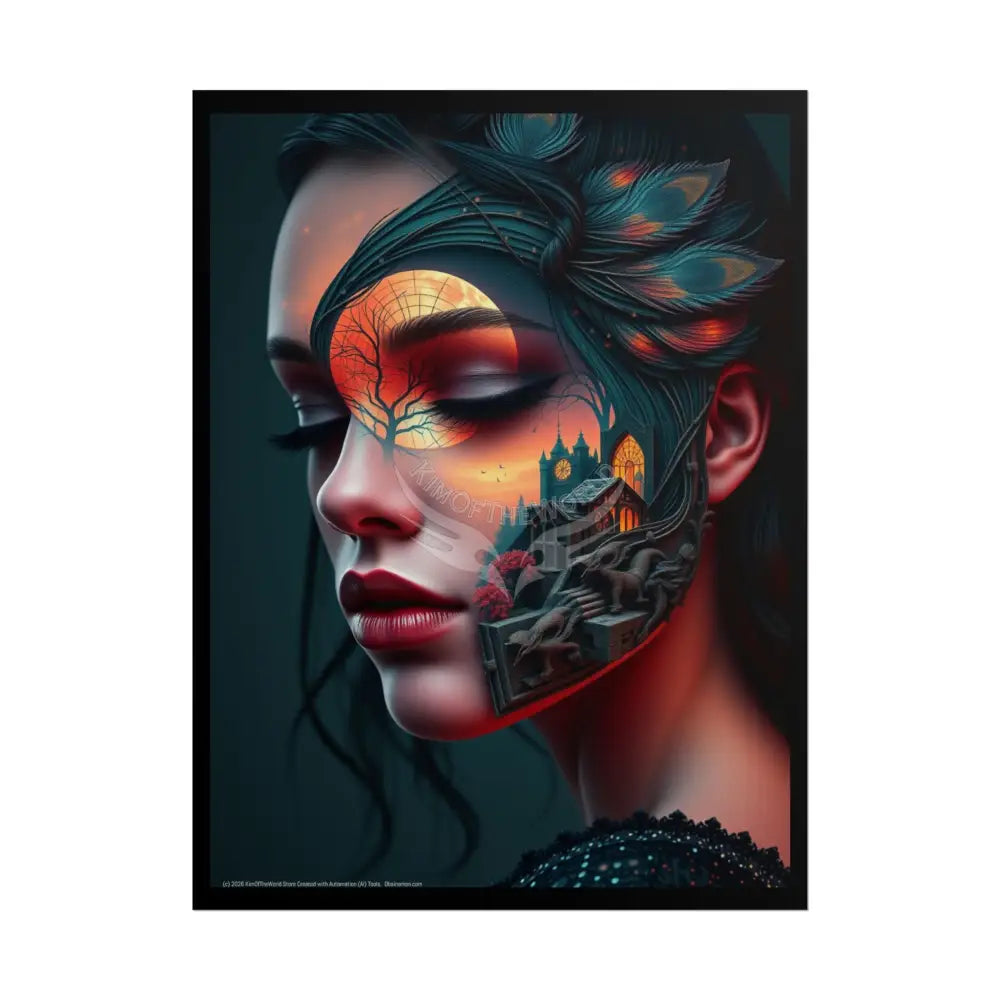 Trippy 3D Double Exposure Gothic Soul Scene - Rolled Poster 18″ x 24″ (Vertical) / Matte Poster
