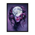 Trippy 3D Double Exposure Moon Lady Tree Branch Floral Gothic Scene - Rolled Poster 18″ x 24″ (Vertical) / Semi Glossy