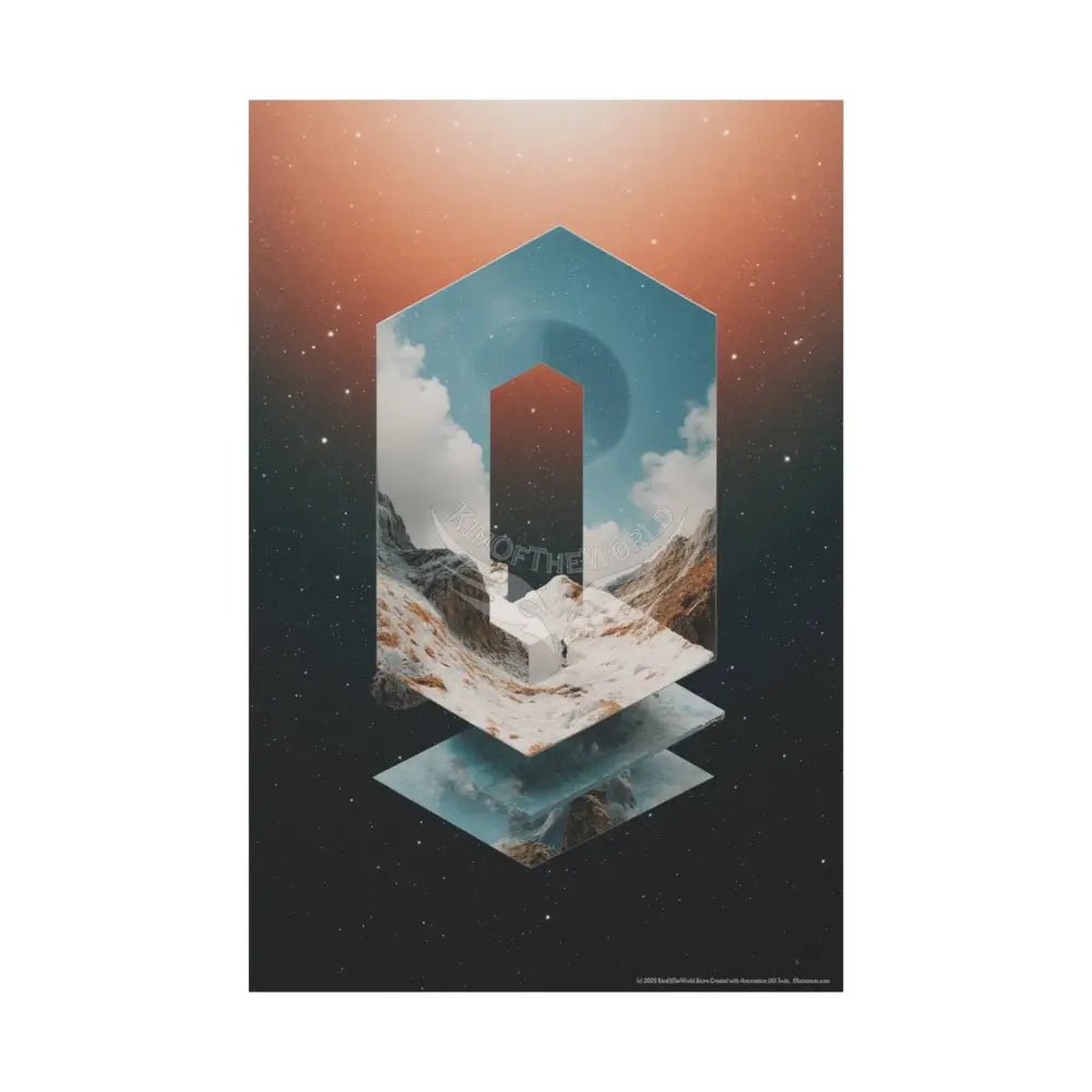 Trippy 3D Geometric Art Canvas — Matte Stretched Wall Art 40’’ x 60’’ (Vertical) / 1.25’’ Canvas