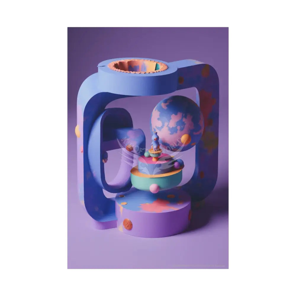Trippy 3D Geometric Art Canvas — Matte Stretched Wall Art 40’’ x 60’’ (Vertical) / 1.25’’ Canvas