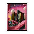 Trippy 3D Giant Cactus Floral Stripes Vaporwave Pink - Rolled Poster 18″ x 24″ (Vertical) / Semi Glossy Poster