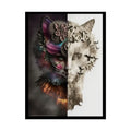 Trippy 3D Split Faces Cat Poster — Psychedelic Meow Wall Art 18″ x 24″ (Vertical) / Semi Glossy Poster