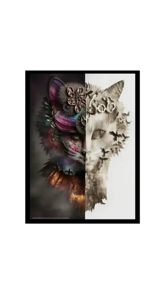 Trippy 3D Split Faces Cat Poster — Psychedelic Meow Wall Art Poster