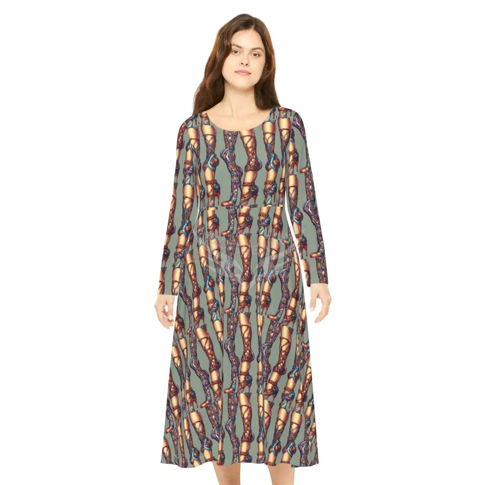 Trippy Ankle Strap Wallpaper Print Dress – Women’s Long Sleeve AOP L All Over Prints