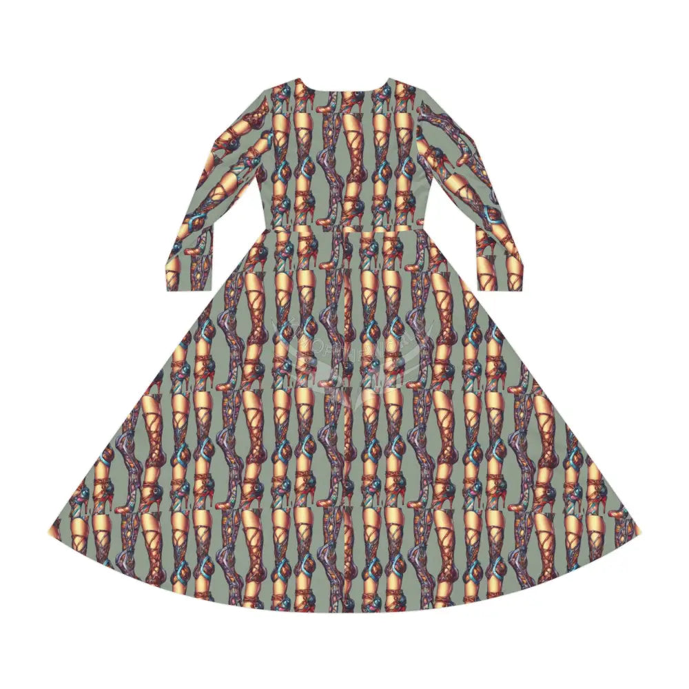 Trippy Ankle Strap Wallpaper Print Dress – Women’s Long Sleeve AOP L All Over Prints