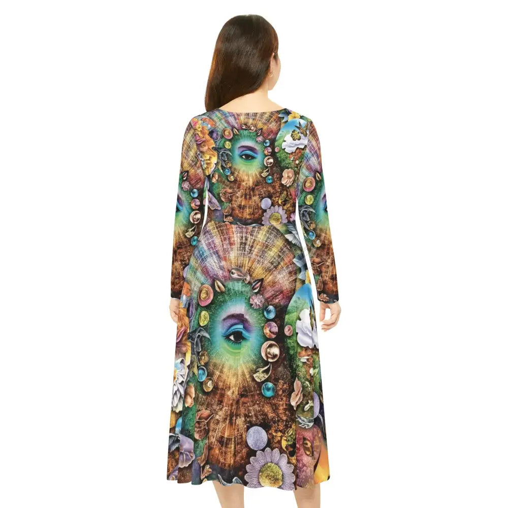 Trippy Character Print Long Sleeve 2 Pc Dress ’& Top Dance Dress L All Over Prints