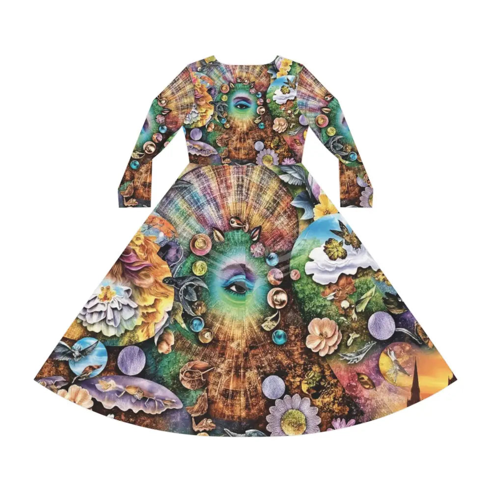 Trippy Character Print Long Sleeve 2 Pc Dress ’& Top Dance Dress L All Over Prints