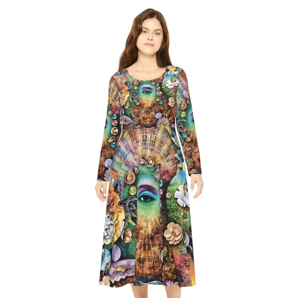 Trippy Character Print Long Sleeve 2 Pc Dress ’& Top Dance Dress L All Over Prints