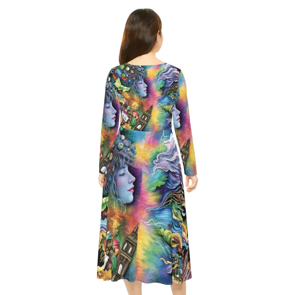 Trippy Character Print Long Sleeve 2 Pc Dress ’& Top Dance Dress L All Over Prints
