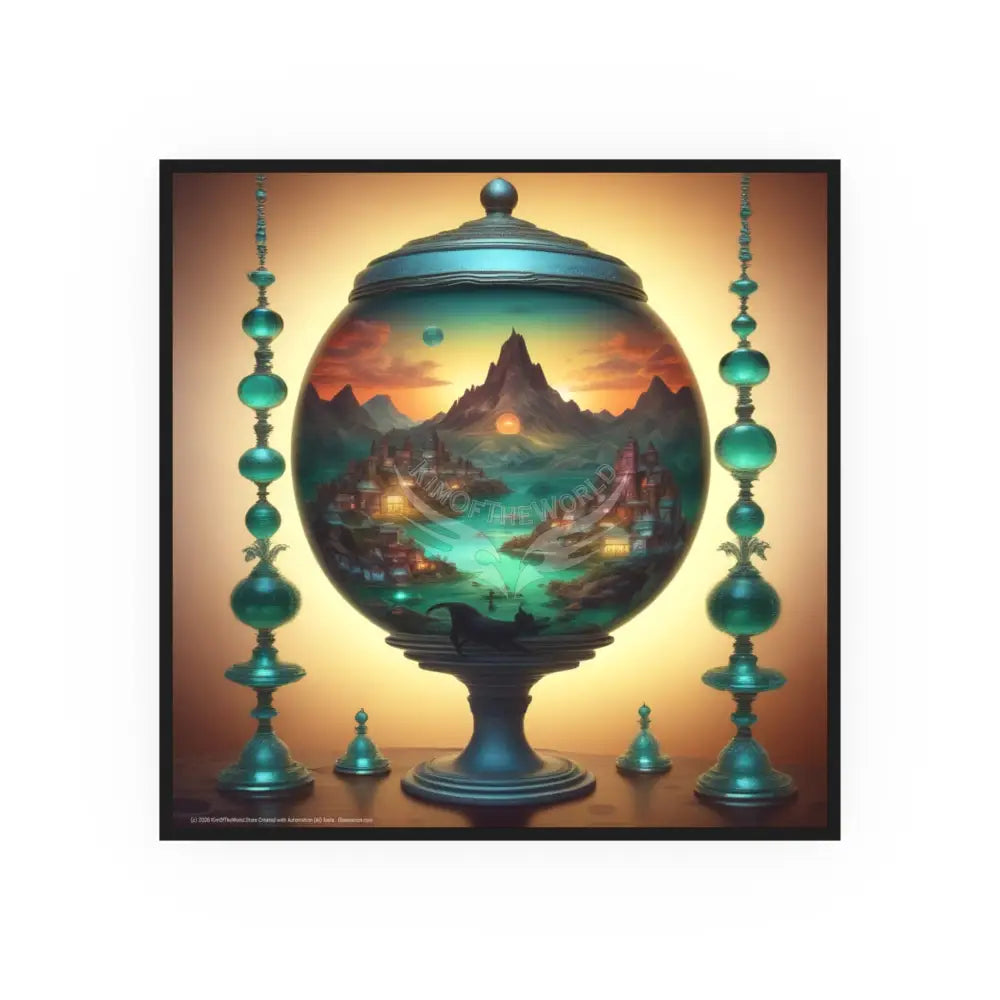 Trippy Colorful Alternate Worlds Mini Universe - Emerald Fishbowl Square Poster (Satin / Archival Matte) 12’’ x 12’’