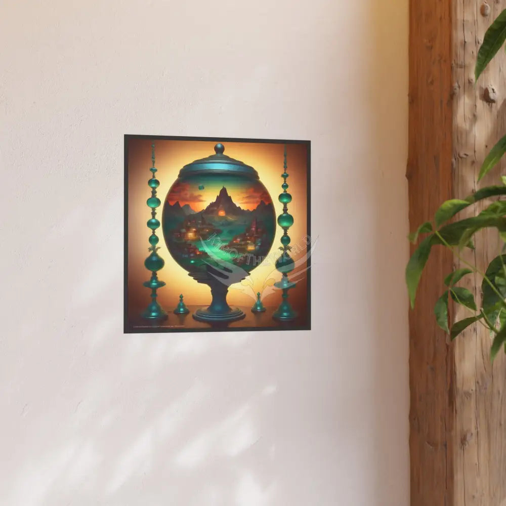 Trippy Colorful Alternate Worlds Mini Universe - Emerald Fishbowl Square Poster (Satin / Archival Matte) Poster