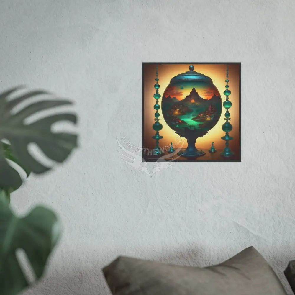 Trippy Colorful Alternate Worlds Mini Universe - Emerald Fishbowl Square Poster (Satin / Archival Matte) Poster