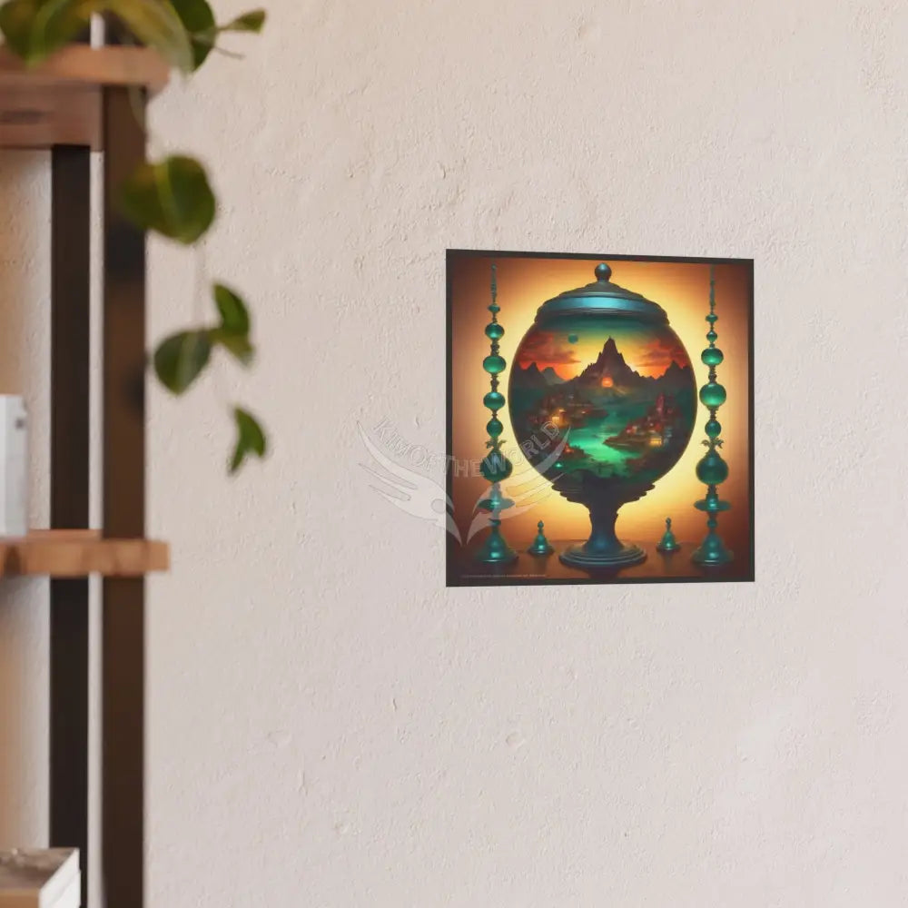 Trippy Colorful Alternate Worlds Mini Universe - Emerald Fishbowl Square Poster (Satin / Archival Matte) Poster