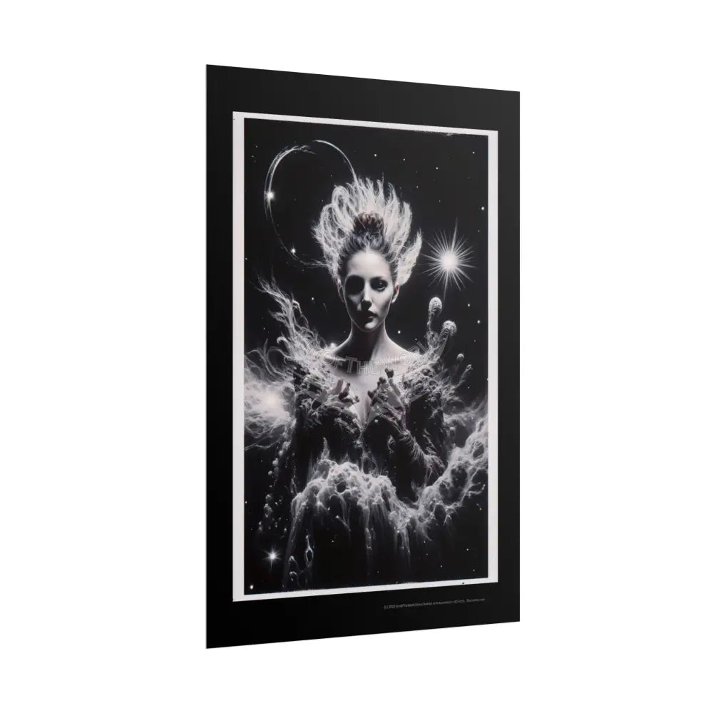 Trippy Elemental Cosmic Giant Mystical Girl Women Retro Art Poster — Rolled Poster Poster