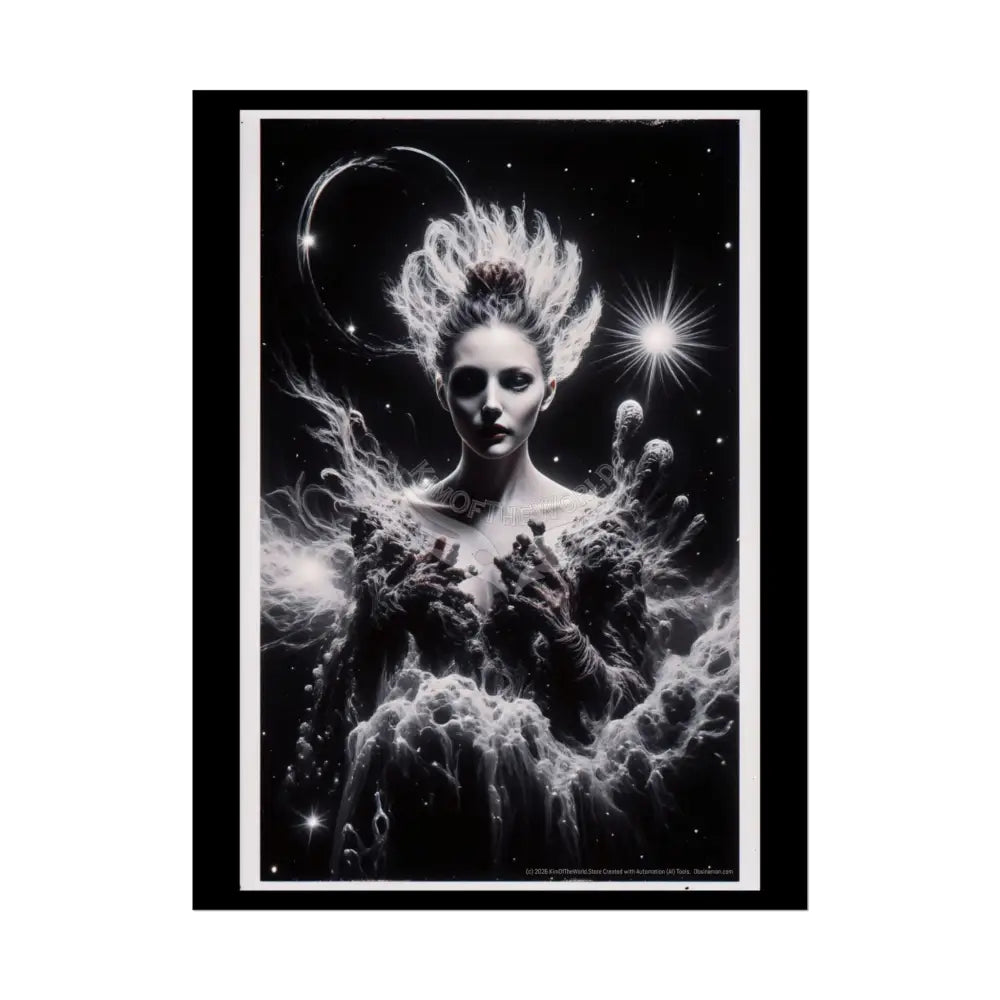 Trippy Elemental Cosmic Giant Mystical Girl Women Retro Art Poster — Rolled Poster 18″ x 24″ (Vertical) / Semi Glossy