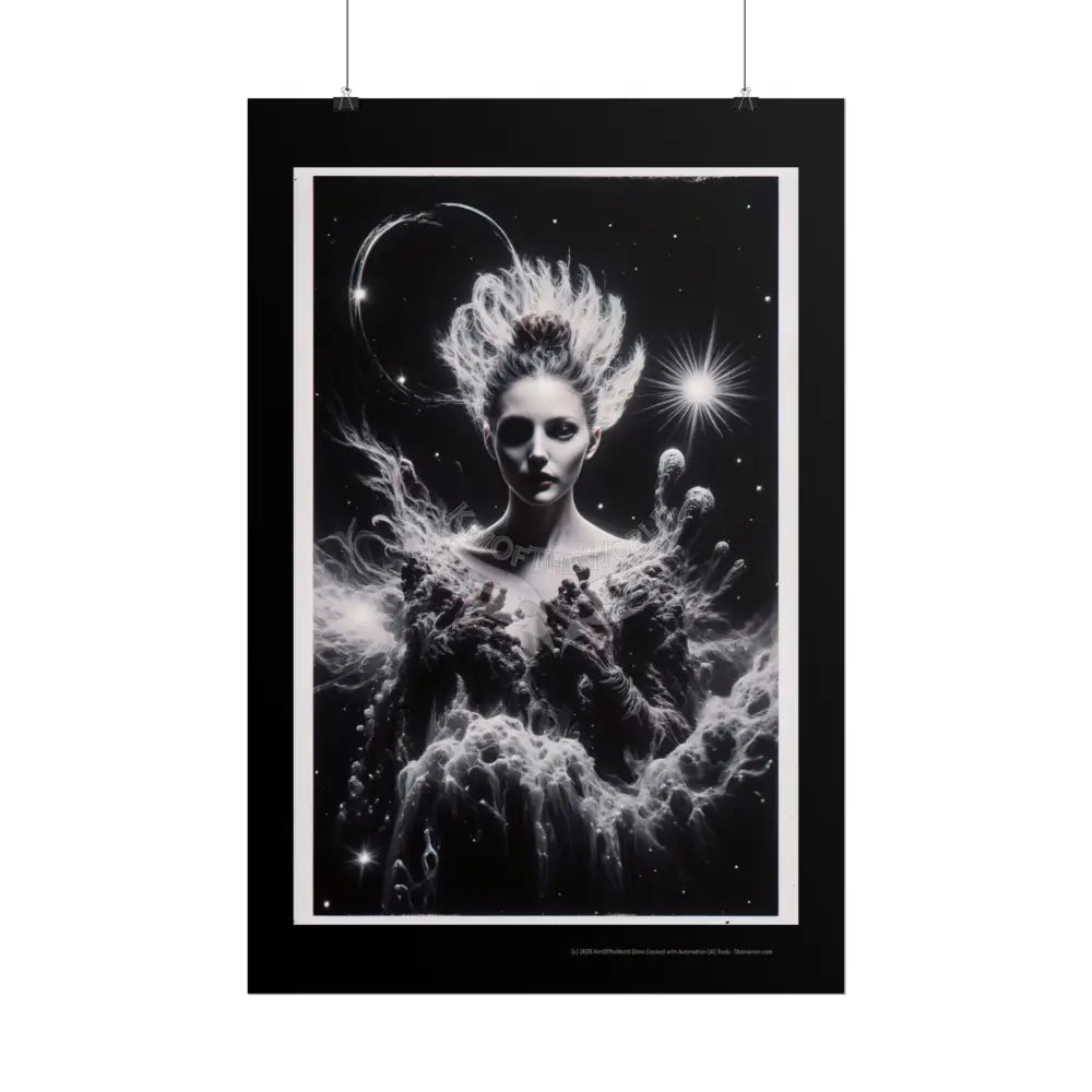 Trippy Elemental Cosmic Giant Mystical Girl Women Retro Art Poster — Rolled Poster Poster