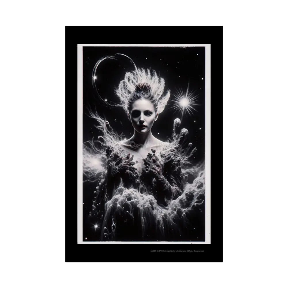 Trippy Elemental Cosmic Giant Mystical Girl Women Retro Art Poster — Rolled Poster 20″ x 30″ (Vertical) / Semi Glossy