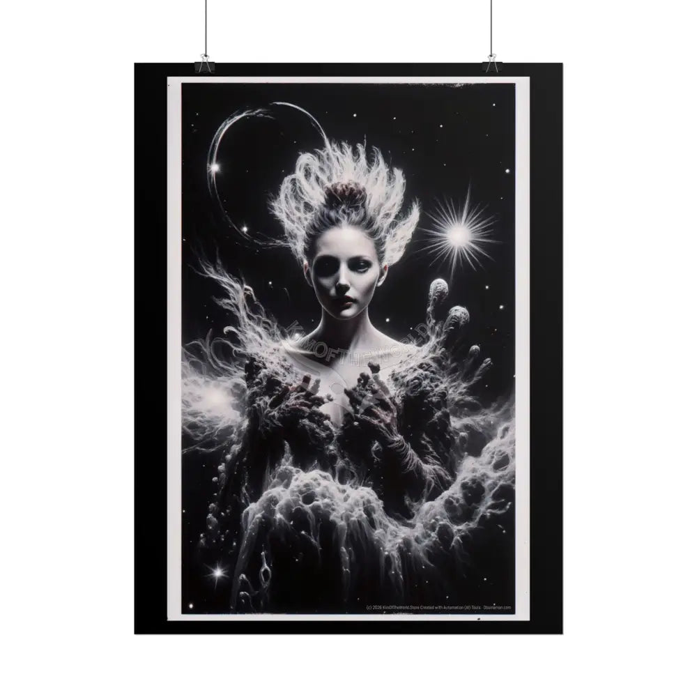 Trippy Elemental Cosmic Giant Mystical Girl Women Retro Art Poster — Rolled Poster Poster