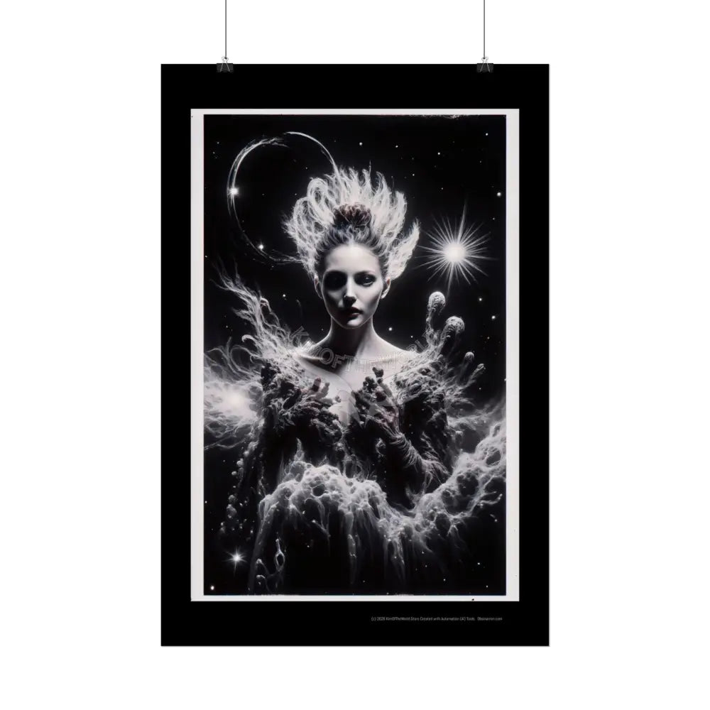 Trippy Elemental Cosmic Giant Mystical Girl Women Retro Art Poster — Rolled Poster Poster