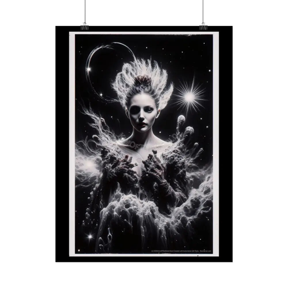 Trippy Elemental Cosmic Giant Mystical Girl Women Retro Art Poster — Rolled Poster Poster