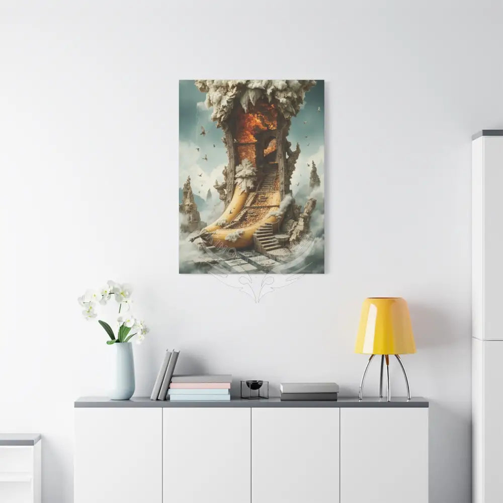 Trippy Fire Banana Fantasy 3D Canvas — Weird Wonderland 3D Funky Art Canvas