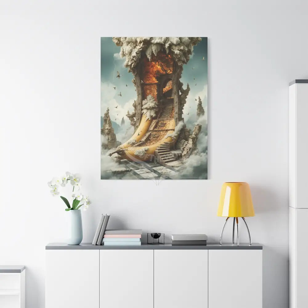 Trippy Fire Banana Fantasy 3D Canvas — Weird Wonderland 3D Funky Art Canvas