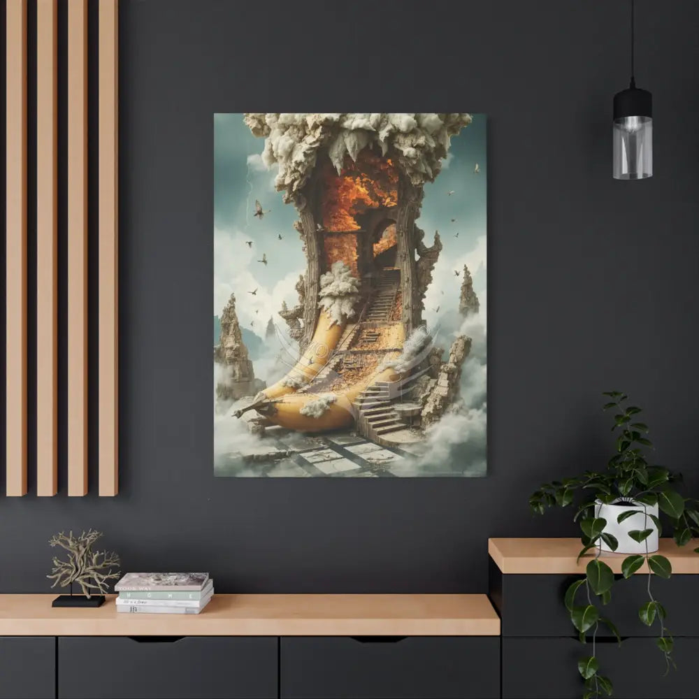 Trippy Fire Banana Fantasy 3D Canvas — Weird Wonderland 3D Funky Art Canvas