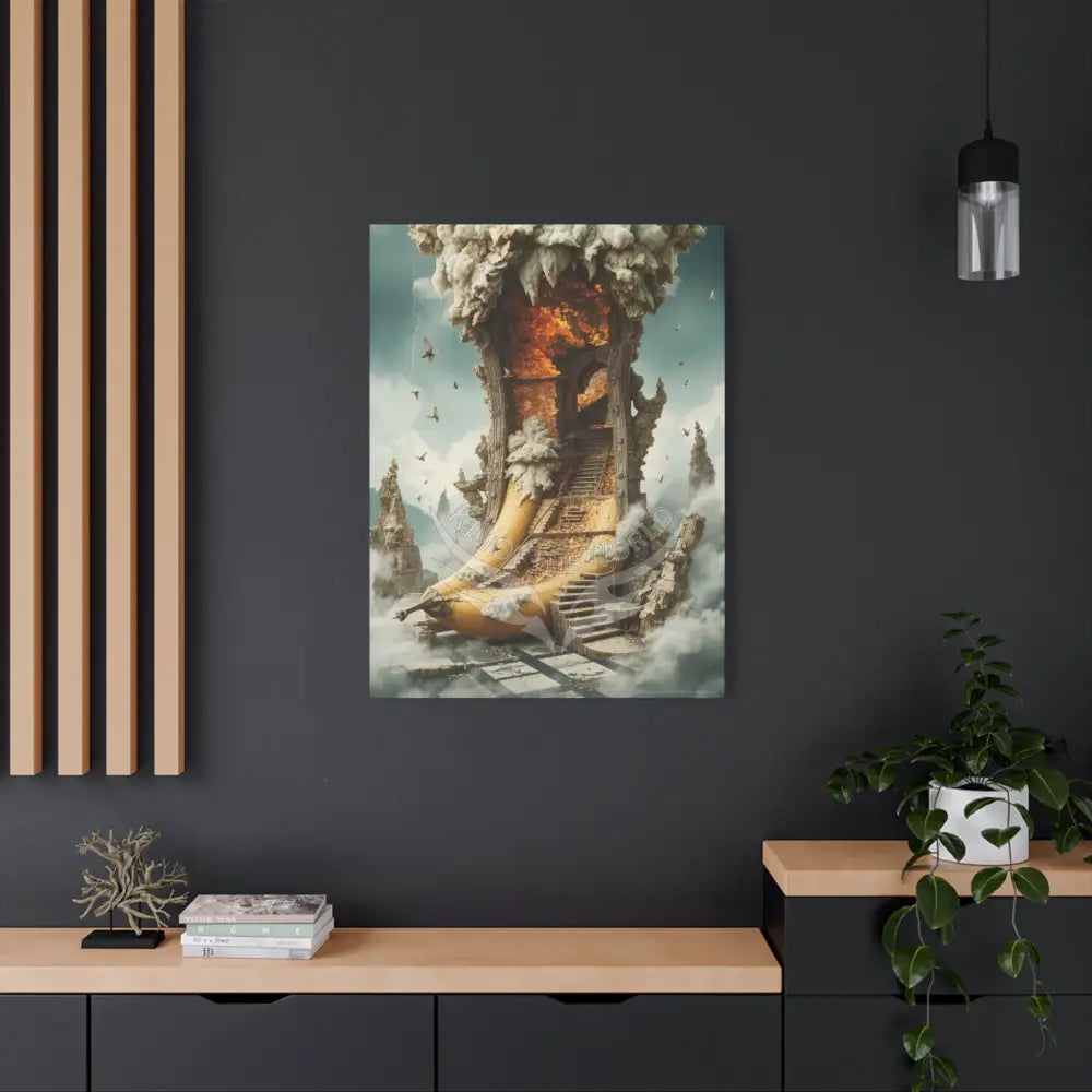Trippy Fire Banana Fantasy 3D Canvas — Weird Wonderland 3D Funky Art Canvas