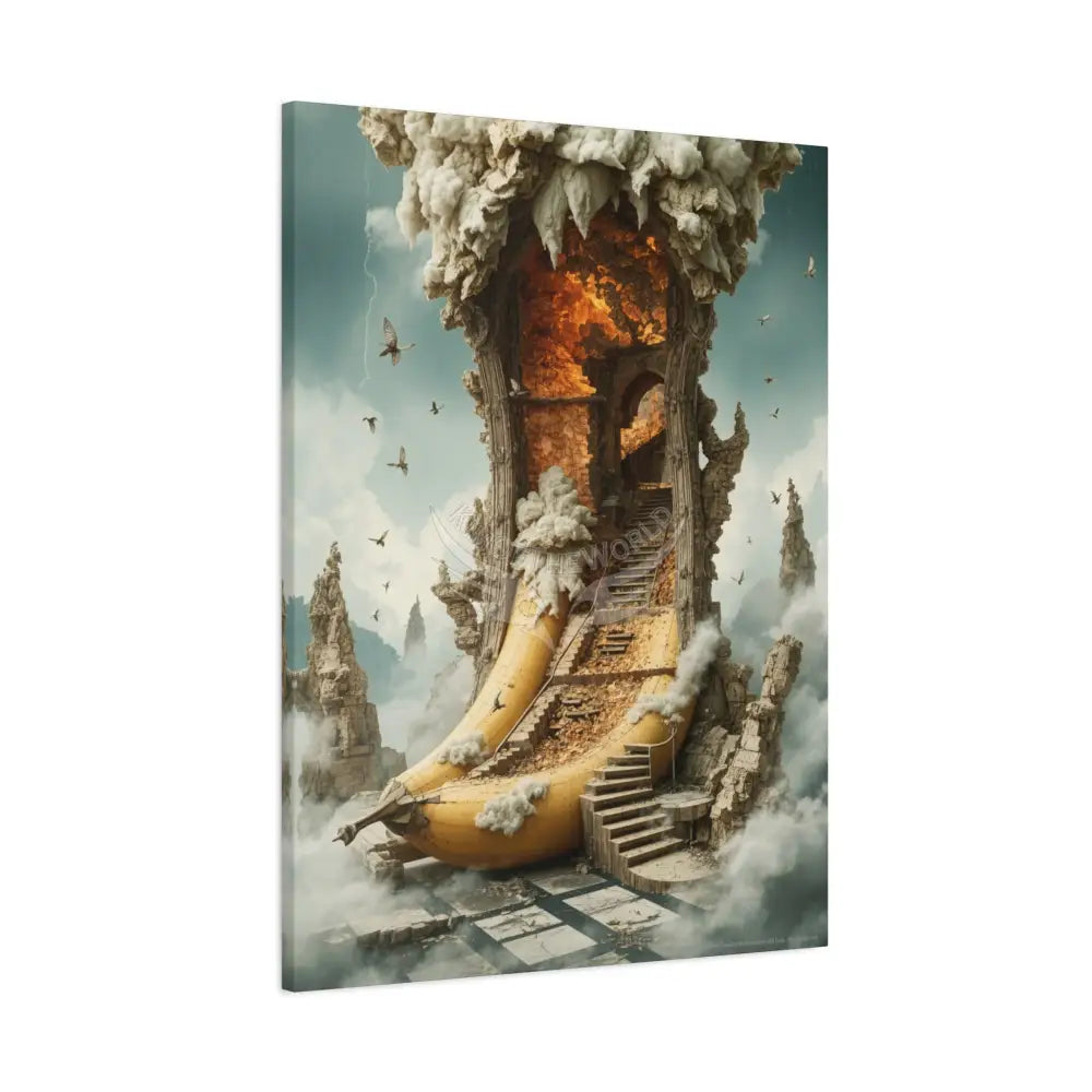 Trippy Fire Banana Fantasy 3D Canvas — Weird Wonderland 3D Funky Art Canvas