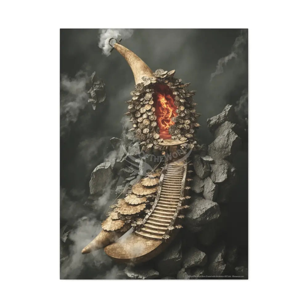 Trippy Fire Fantasy 3D Canvas — Weird Wonderland 3D Funky Art 30’’ x 40’’ (Vertical) / 1.25’’ Canvas