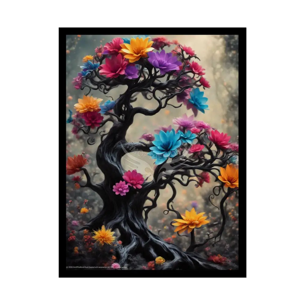 Trippy Floral Gothic Tree - Rolled Poster 18″ x 24″ (Vertical) / Semi Glossy Poster