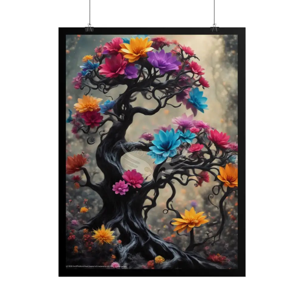 Trippy Floral Gothic Tree - Rolled Poster Poster