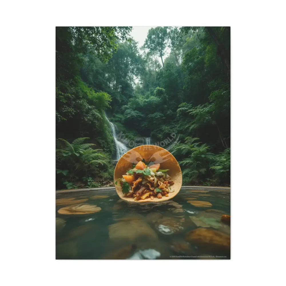 Trippy Food Fantasy Giant Taco Kitchen Canvas — Weird Wonderland 3D Funky Art 30’’ x 40’’ (Vertical) / 1.25’’ Canvas