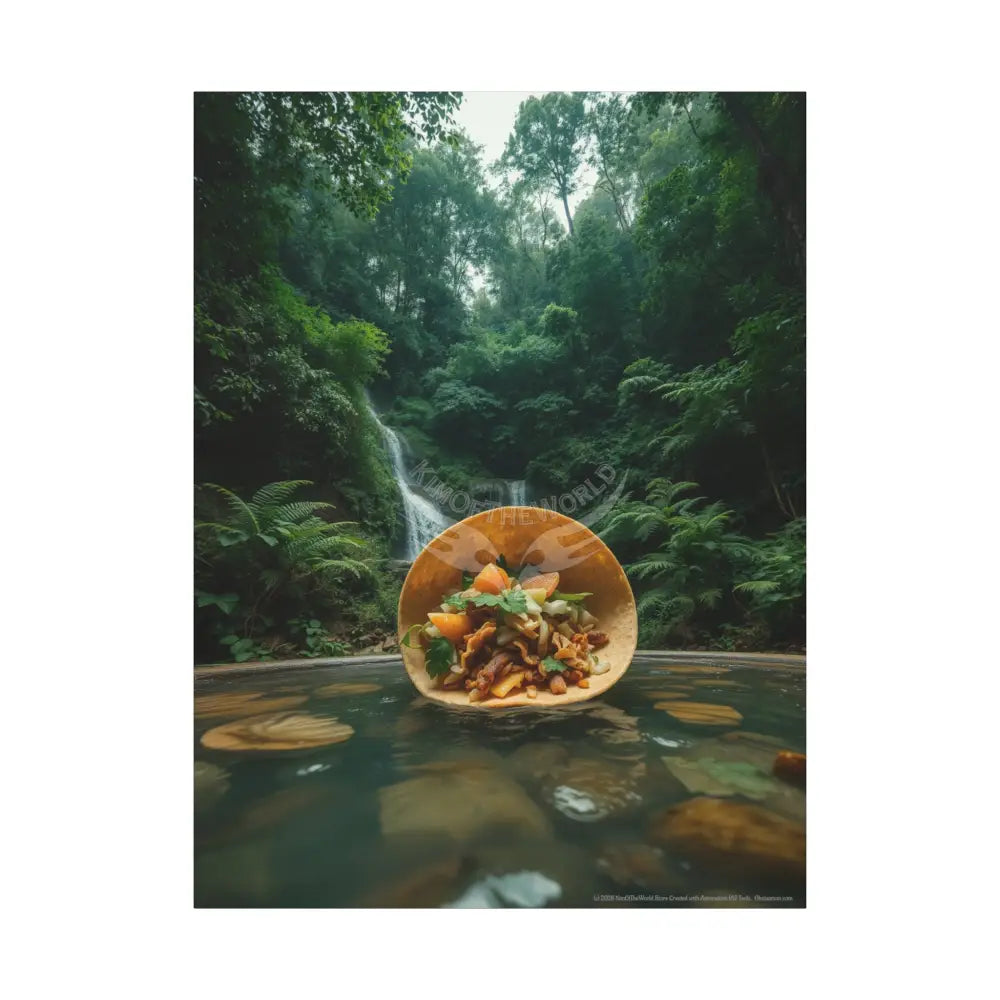 Trippy Food Fantasy Giant Taco Kitchen Canvas — Weird Wonderland 3D Funky Art 36’’ x 48’’ (Vertical) / 1.25’’ Canvas