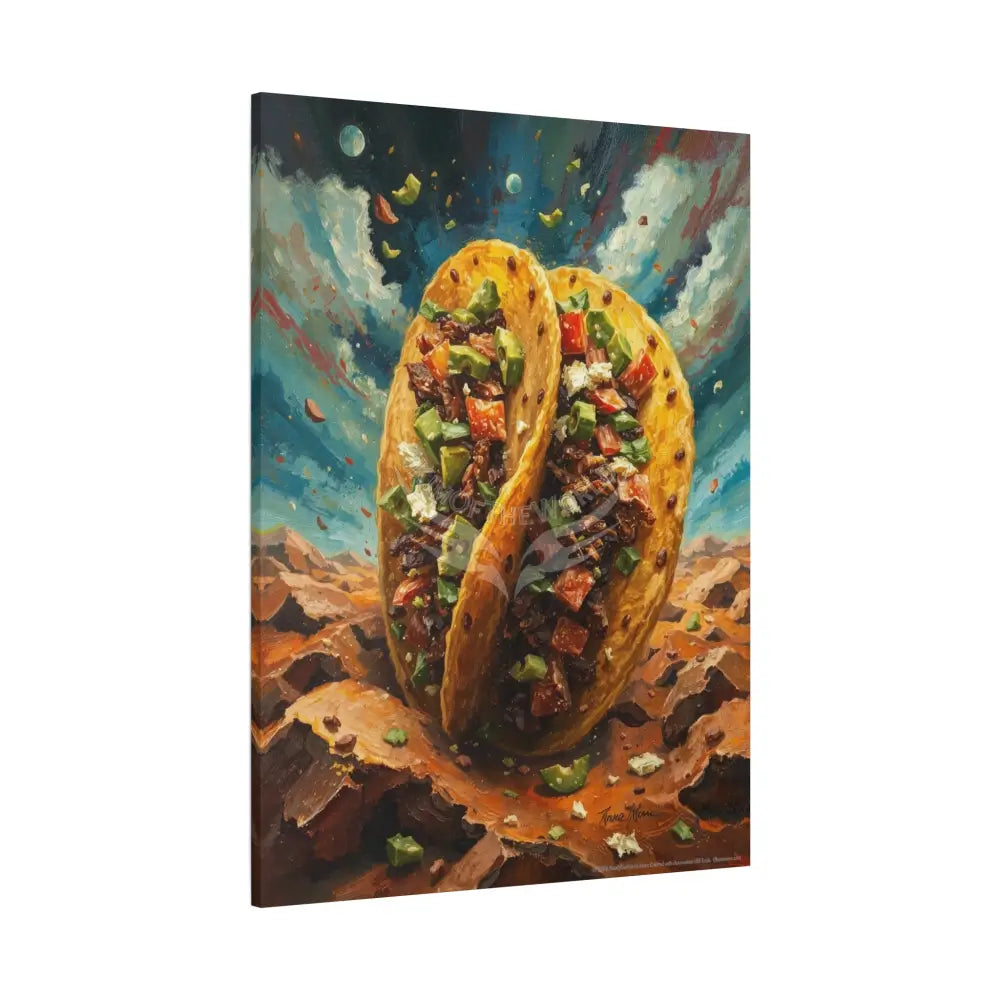 Trippy Food Fantasy Giant Tacos Kitchen Canvas — Weird Wonderland 3D Funky Art Canvas