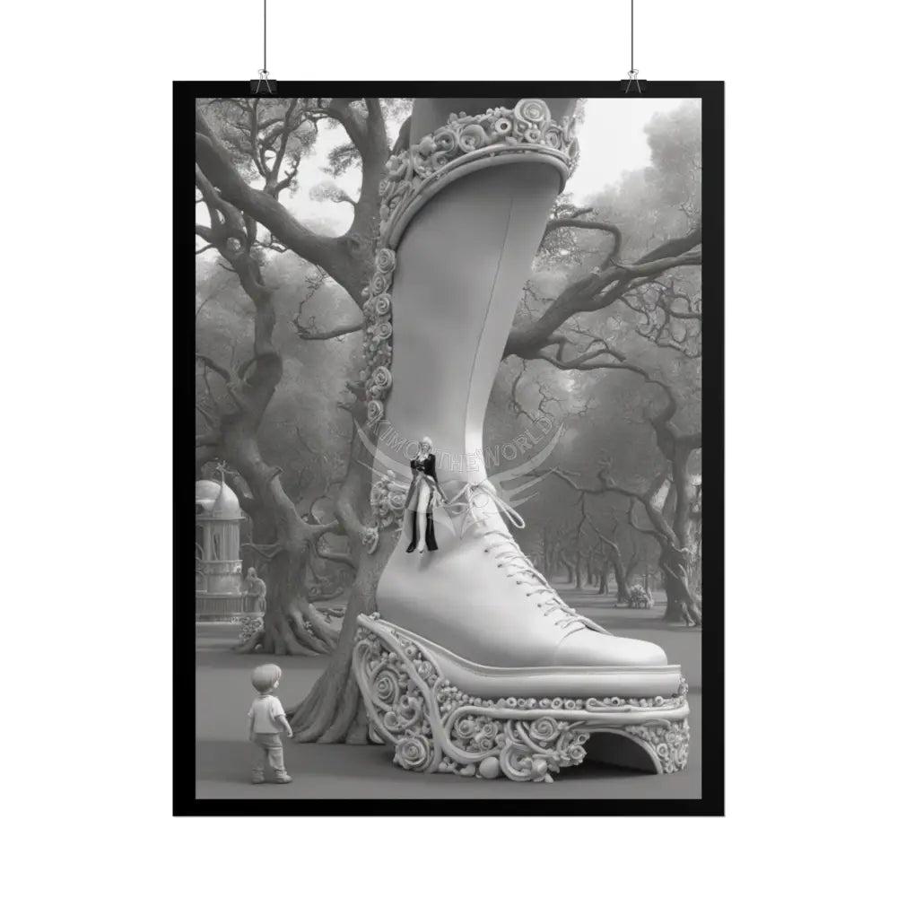 Trippy Funky Giant Gothic Weird Steampunk High Heel Shoe - Clean Fetish Boot Feet Shoe High Heel Art Print Poster Poster