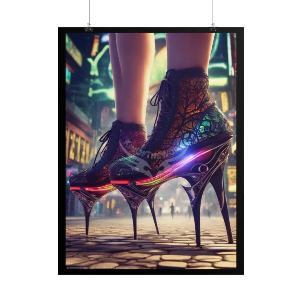 Trippy Funky Giant Gothic Weird Steampunk High Heel Shoe - Clean Fetish Boot Feet Shoe High Heel Art Print Poster Poster