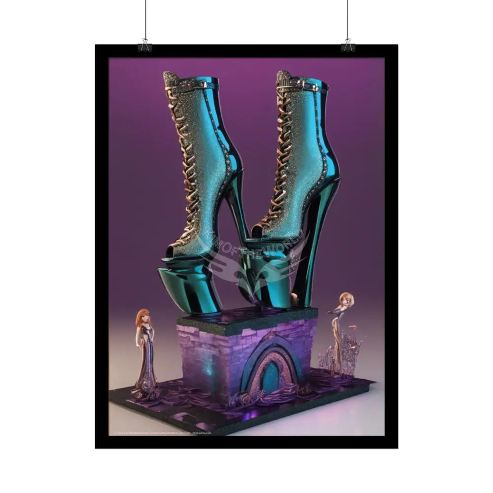 Trippy Funky Giant Gothic Weird Steampunk High Heel Shoe - Clean Fetish Boot Feet Shoe High Heel Art Print Poster Poster