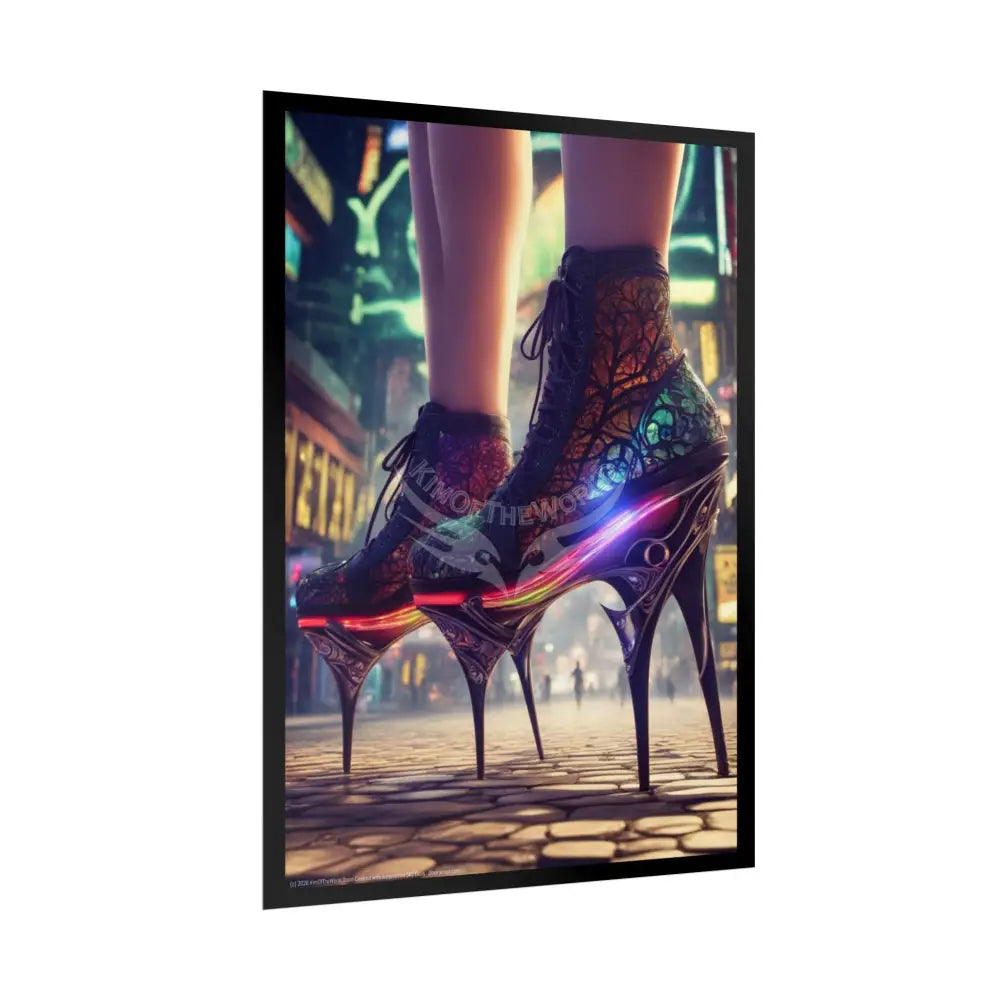 Trippy Funky Giant Gothic Weird Steampunk High Heel Shoe - Clean Fetish Boot Feet Shoe High Heel Art Print Poster Poster