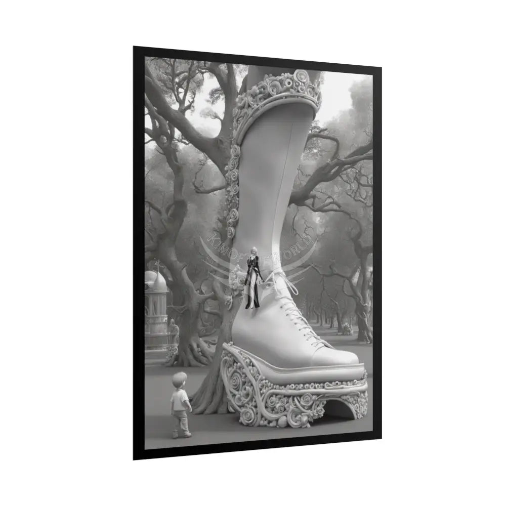 Trippy Funky Giant Gothic Weird Steampunk High Heel Shoe - Clean Fetish Boot Feet Shoe High Heel Art Print Poster Poster