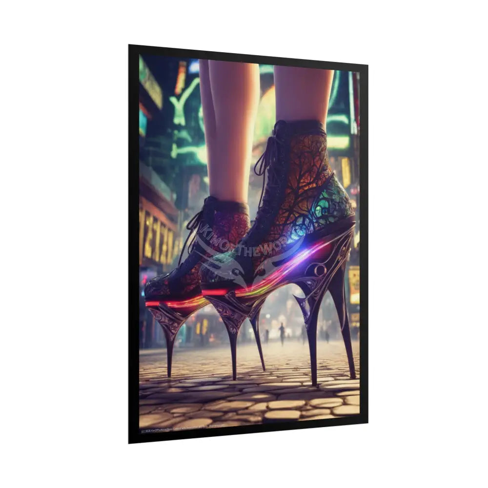 Trippy Funky Giant Gothic Weird Steampunk High Heel Shoe - Clean Fetish Boot Feet Shoe High Heel Art Print Poster Poster