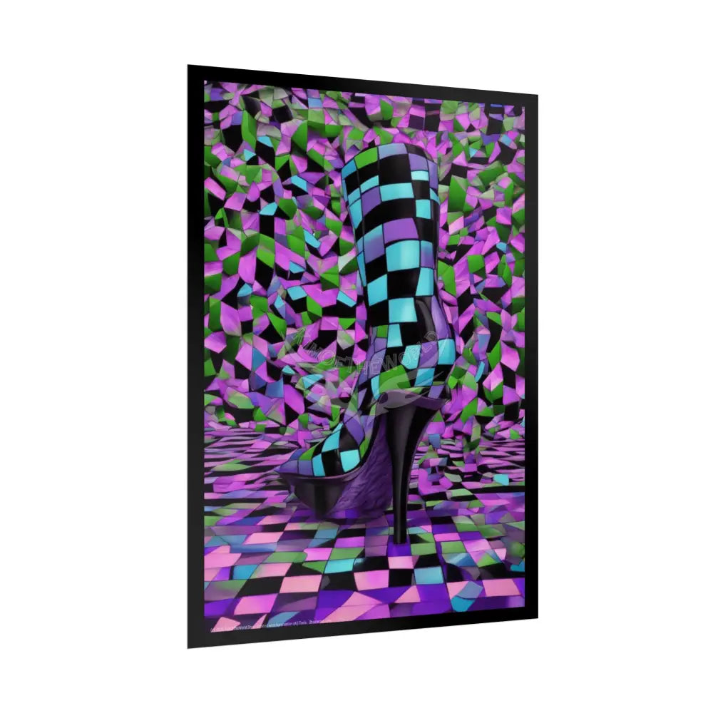 Trippy Funky Giant Gothic Weird Steampunk High Heel Shoe - Clean Fetish Boot Feet Shoe High Heel Art Print Poster Poster