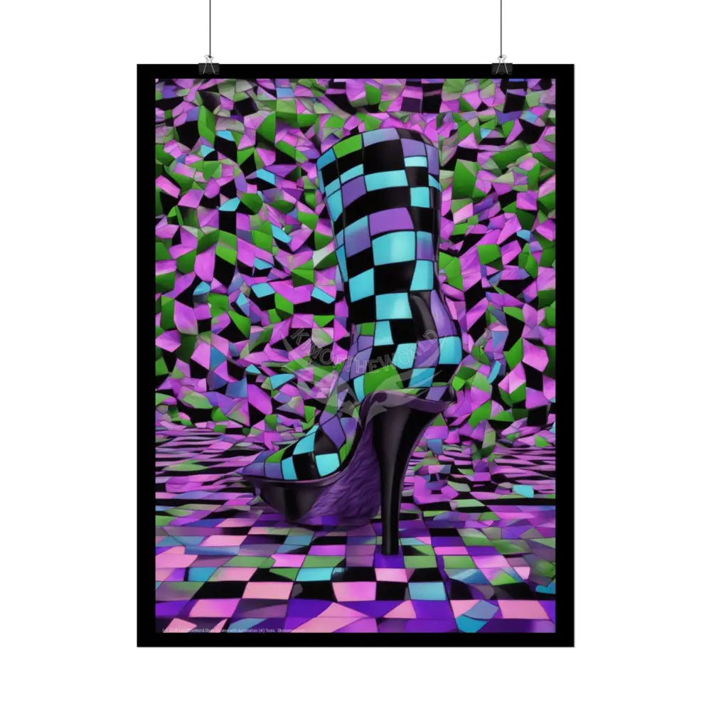 Trippy Funky Giant Gothic Weird Steampunk High Heel Shoe - Clean Fetish Boot Feet Shoe High Heel Art Print Poster Poster